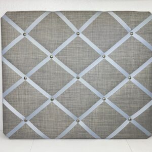 Notice Board Large 40x48cm Grey Linen, Chrome Detail