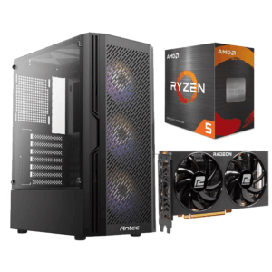 Entry Level Gaming PC Computer - 1080p Gaming Fortnite & CoD, AMD Ryzen 5, RX 6600, 16GB RAM, 1TB SSD