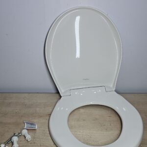 Mayfair 8100SL 000 Collins Slow Close Toilet Seat That Will Never Loosen, with Super Grip Bumpers, Round, Long Lasting Solid Plastic, White
