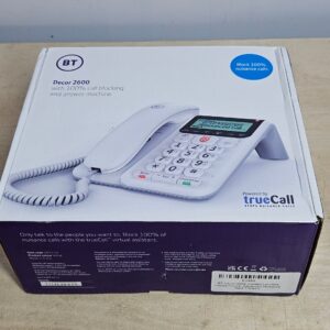 BT Décor 2600 Corded Landline House Phone, Advanced Nuisance Call Blocker, Call Block Button, Handsfree, Mute Button