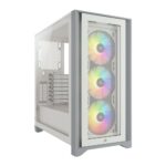 Corsair iCUE 4000X RGB Gaming Case w/ Tempered Glass Window, E-ATX, 3 x AirGuide RGB Fans, Lighting Node CORE included, USB-C, White