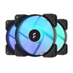 Fractal Design Aspect 12 12cm RGB Case Fans (3 Pack), Rifle Bearing, Supports Chaining, Aerodynamic Stator Struts, 1200 RPM, Black Frame