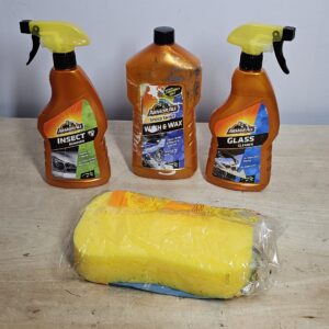 Armor All, 4-Piece Car Cleaning Kit, For Exterior Cleaning, Includes Glass Cleaner, Wash & Wax, Jumbo Sponge  and Insect Remover
