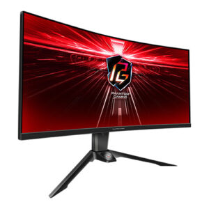 Asrock 34" Phantom Gaming WQHD Curved Gaming Monitor (PG34WQ15R3A), 3440 x 1440, 1ms, 2 HDMI, DP, 165Hz, Tilt/Swivel/Height Adjust., Mini-OLED Screen, RGB, VESA