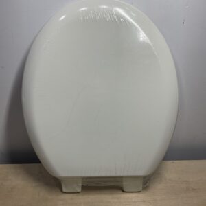BEMIS Chicago Ultra-Fix White Toilet Seat. Wooden Toilet Seat with Water Based Paint for Easy Clean. Non Slip Toilet Seat with Adjustable Plastic Hinges, Universal & Easy Installation, White