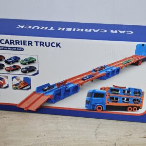 Die-Cast Transport Truck Car Toys 61-Inch Race Track for Boys Kids, Toddler Car Toys Set for Kids Boys Girls Toys for 2 3 4 5 6 Years Old Boys