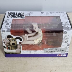 (missing nose) Corgi Diecast Train Toy - CC80604 Wallace & Gromit - The Wrong Trousers - Wallace & Flatbed Wagon, Train Gifts for Men, Women & Kids, Die Cast Model Trains for Railway Enthusiasts, Train Gifts