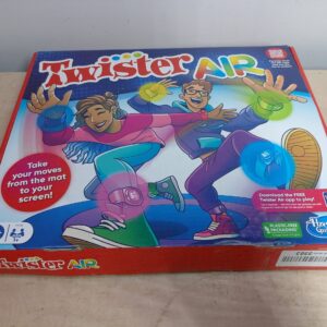 Hasbro Gaming Twister Air Party Game Includes 4 Twister Air Wrist Bands, 4 Twister Air Ankle Bands, Device Stand with clip, base, and post