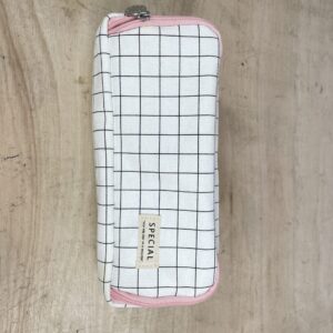 OFFCUP Large Capacity Pencil Case, Pencil Pouch for Girls Boy Adult, Pencil Cases with 3 Compartments, Pencil Bag Makeup Bag Pen Holder Pencil Case Stationery Organizer School Supplies (Grid)