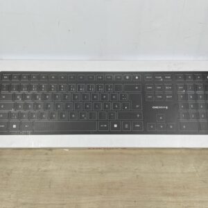 CHERRY KW 9100 SLIM, Wireless Design Keyboard, German Layout (QWERTZ), Choice of Bluetooth or 2.4 GHz RF, Flat Keys, Rechargeable, Black-Grey