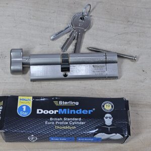 Sterling Int Ext TS007 BS1 1 Star Police Approved Secured by Design Thumbturn Door Cylinder, Satin Nickel, 40mm Internal 60mm External (100mm Total)