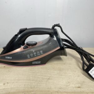 Tower T22013 CeraGlide Steam Iron, Ceramic Sole Plate, 3100 W, Rose Gold and Black.