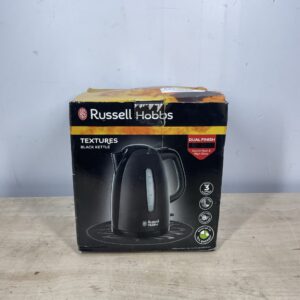 Russell Hobbs Textures 1.7L Cordless Kettle (Fast Boil 3KW, Black premium plastic, matt & high gloss finish, Removable washable anti-scale filter, Push to open lid, Perfect pour spout) Electric Kettle - 21271