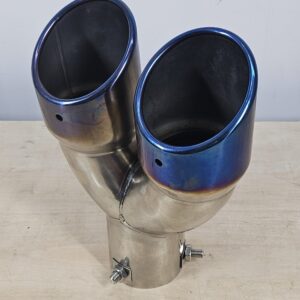 Dual Exhaust Tip Muffler Tail Pipe, Burnt Blue, Stainless Steel Straight Car Dual Exhaust Pipe for Diameter of 35-55mm/1.38-2.17 Inches