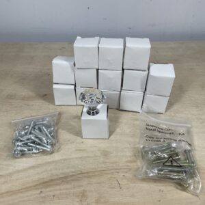 Mostfun 14Pack 30mm Crystal Glass Cabinet Knobs Diamond Cut Drawer Handles for Cupboards Wardrobes Drawers Home Decoration with 2 Lengths of Screws (Silver)
