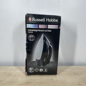 Russell Hobbs Steam Iron [3100W, 210 g/min extra steam boost, 70 g/min steam] Power Steam (350ml, ceramic soleplate, self-cleaning & spray water function, anti-limescale, drip stop) 20630