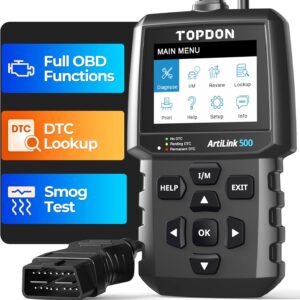TOPDON AL500 OBD2 Code Reader with Full OBD2 Functions, 2.8 ″ TFT Display, Free Update, DTC Lookup, Print via PC, Built-in Help Menu, Black