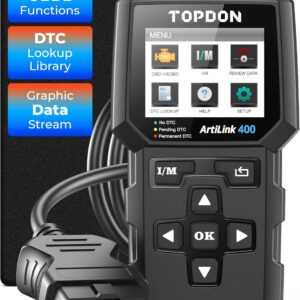 TOPDON OBD2 Code Reader AL400 OBD2 Scanner, Car Diagnostic Tool with 10 OBD Functions- Check Engine Light/Smog Emission Test/O2 Sensor Test/EVAP, Free Lifetime Update
