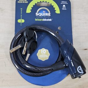 Squire Locks Kilda 10/600 Integrated Bicycle Cable Lock – Tough Lightweight Cable Bike Lock – 600 mm Locking Length – 10 mm Diameter Steel Cable – Includes 3 Keys