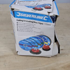 Silverline 12pce 115 mm Cutting and Grinding Discs Kit, Coarse/Extra Coarse/Very Fine/Fine Grit, Steel/Diamond Grit Material, Multicolored, Compatible with Angle Grinder