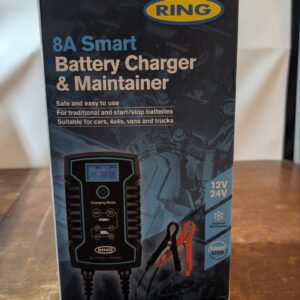 RING 8A Smart Battery Charger & Maintainer - Compatible with Large Vehicles: Connect Quickly with Clamps