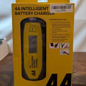 AA AA0725 4A Intelligent Car Battery Charger - LCD,8 Stage, Recover Dead Battery,Up To 4.0 DC Current, Memory/Autostart,Fully Protected From Sparks, Overheating, Reverse Polarity,Short Circuits,Black