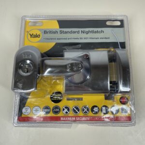 Yale British Standard Nightlatch Lock - 60mm - Chrome Finish - High Security Approved by Insurance Companies - P-BS1-CH-CH-60