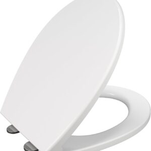Soft Close Toilet Seat, Oval Standard Size Toilet Seat, Quick-Release for Easy Cleaning, Durable Loo Seat, Comes with Top Fitting
