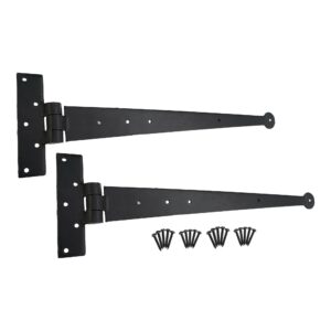 Hand Forged Tee Hinge Strap T Hinge Beeswax Black Wrought Iron Penny End Finish Sold in Pairs New (15")