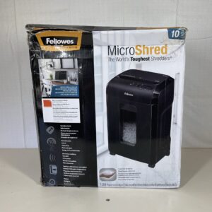 Fellowes Paper Shredder for Home Office Use - 10 Sheet Micro Cut Shredder for Home and Office Use - Deskside Shredder with 19 Litre Pull-Out Bin - Powershred 10M - Superior Security P5 - Black