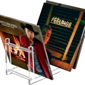 Clear Vinyl Record Holder, Acrylic Vinyl Record Display Stand for up to 50 Albums