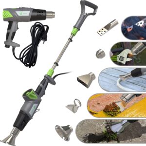 VOUNOT 5-in-1 Electric Weed Burner Hot Air Gun 2000 W with 5 m Cable and 5 Nozzles Flame Device Barbecue Lighter Without Gas or Flame