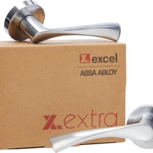 Excel Architectural 3841 Satin Chrome Lever on Rose Door Handles Aztec Design Pairs