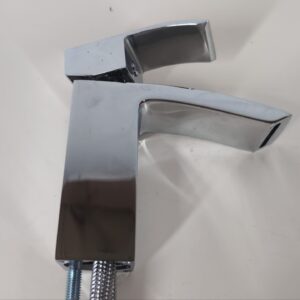 Basin Taps Waterfall Slotted Square Bathroom Sink Mixer Tap with G1/2 UK Standard Hoses Single Lever Mono Monobloc Modern Cloakroom Faucet 1 Hole