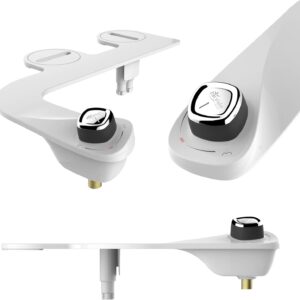 BioBidet SlimEdge Simple Bidet Toilet Attachment in White with Dual Nozzle, Fresh Water Spray, Non Electric, Easy to Install, Brass Inlet and Internal Valve