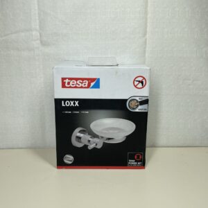tesa® Loxx Soap Holder, high Gloss Chromed Metal, self-Adhesive, Adhesive mounting Technology, 115 mm x 147 mm x 50 mm