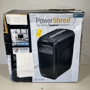 Fellowes Paper Shredder for Home Office Use - 8 Sheet Cross Cut Shredder for Home and Office Use - Deskside Shredder with 22 Litre Bin - Powershred 60Cs - High Security P4 - Black
