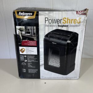 Fellowes Paper Shredder for Home Office Use - 12 Sheet Cross Cut Paper Shredder for Deskside Use - Powershred 12C Home Shredder with 19 Litre Pull-out Bin - High Security P4 - Black