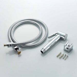 Ibergrif Bidet Sprayer Attachment for Toilet UK, Handheld Muslim Shower for Toilet with Hose and Holder, Chrome, Silver M20282