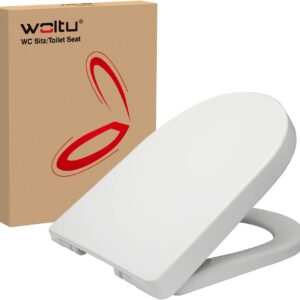 WOLTU D Shape White Toilet Seat, Soft Close Adjustable Hinge Quick Release Top Fixed Toilet Seat Cover Bathroom Lid WS2544