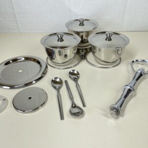 Genware NEV-8053-3 Revolving Relish Server 3-Way, Stainless Steel