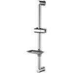 Ibergrif M20802 Shower Riser Rail, Wall Mounted Shower Slide Bar with Soap Dish Bracket, Chrome - Adjustable Shower Head Holder Bar for Bathroom