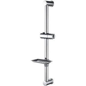 Ibergrif M20802 Shower Riser Rail, Wall Mounted Shower Slide Bar with Soap Dish Bracket, Chrome - Adjustable Shower Head Holder Bar for Bathroom