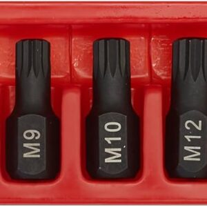 Sealey Ak5611 Impact Spline Bit and Holder Set 9Pc 1/2Sq Drive