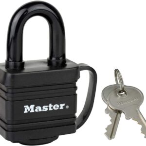 Master Lock 7804EURD Laminated Padlock with Key and Thermoplastic Cover, Black, 7,8 x 4 x 2,9 cm