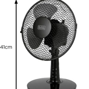 BLACK+DECKER BXFD52003GB Desk Fan with 2 Speeds, Rotary Oscillation, 9”, 20W, Black