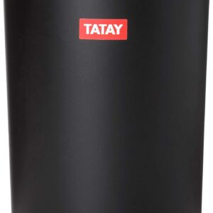 TATAY Bathroom Bin with Swing Lid | Compact and Modern Design | Durable Plastic and Easy to Clean | Made in Spain with 6L Capacity | 19 x 19 x 28 cm – Black Toilet Bin