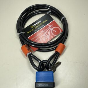 Sterling 825 C WPL 2.5m 8mm Steel Security Cable & 48mm Weatherproof Padlock, Black