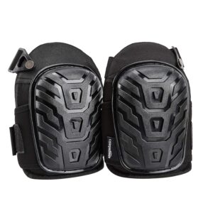 Amazon Basics Professional Knee Pads, Heavy Duty Foam Padding, Comfortable Gel Cushion, Adjustable Easy-Fix Clips, 1 Pair, Black, 7" x 4.6" x 9.5"
