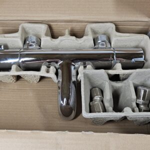 (missing fittings) hansgrohe Ecostat 1001 CL - bath thermostat exposed, bath tap with safety stop at 40 °C, thermostat for bath tubs, mixer tap for 2 functions, chrome, 13201000